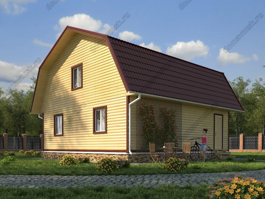 Каркасный дом с мансардой 9 на 9 общий вид