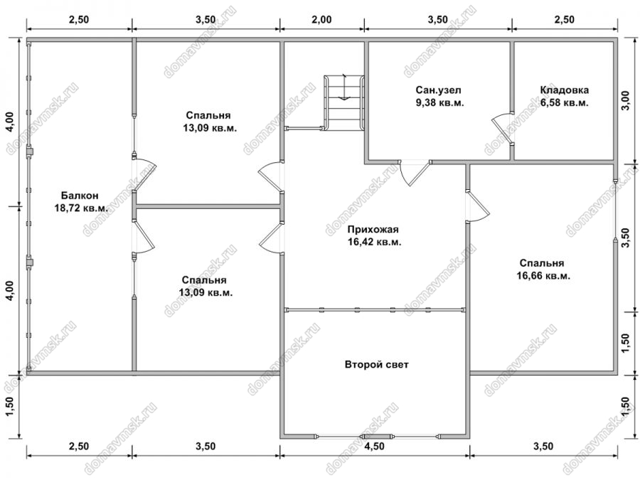 Двухэтажный каркасный дом 11,5 на 14 планировка 2го этажа