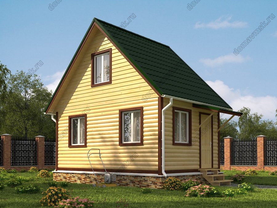 Каркасный дом с мансардой 6 на 4 общий вид