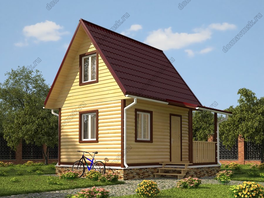 Каркасный дом с мансардой 5 на 4 общий вид