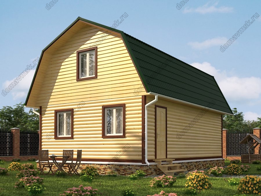 Каркасный дом с мансардой 6 на 9 общий вид