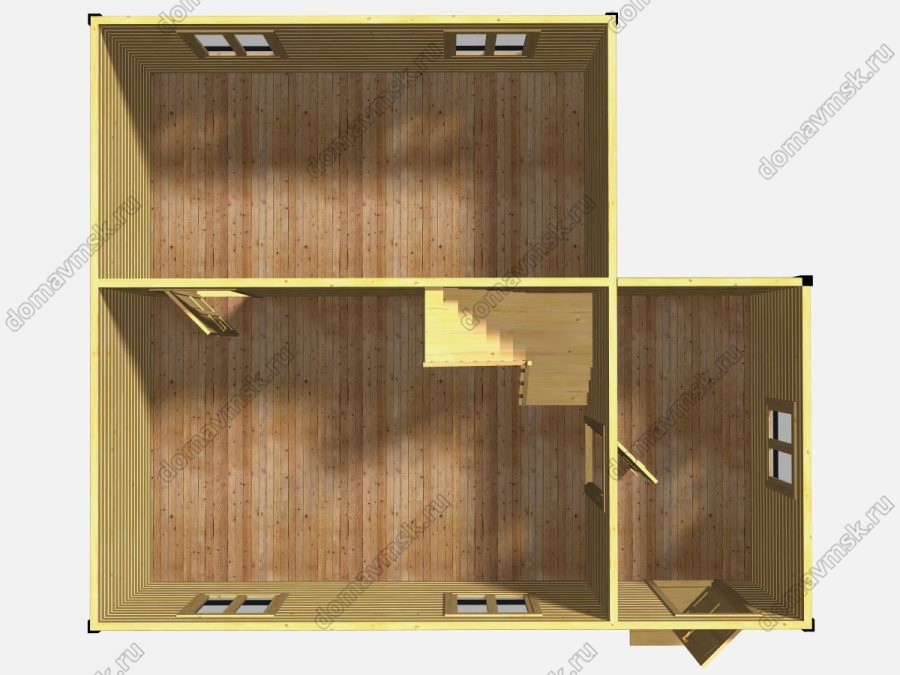 Дом из бруса с мансардой 7 на 8 план первого этажа