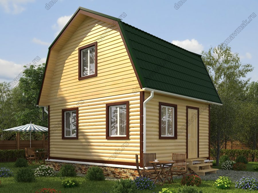 Каркасный дом с мансардой 6 на 5 общий вид