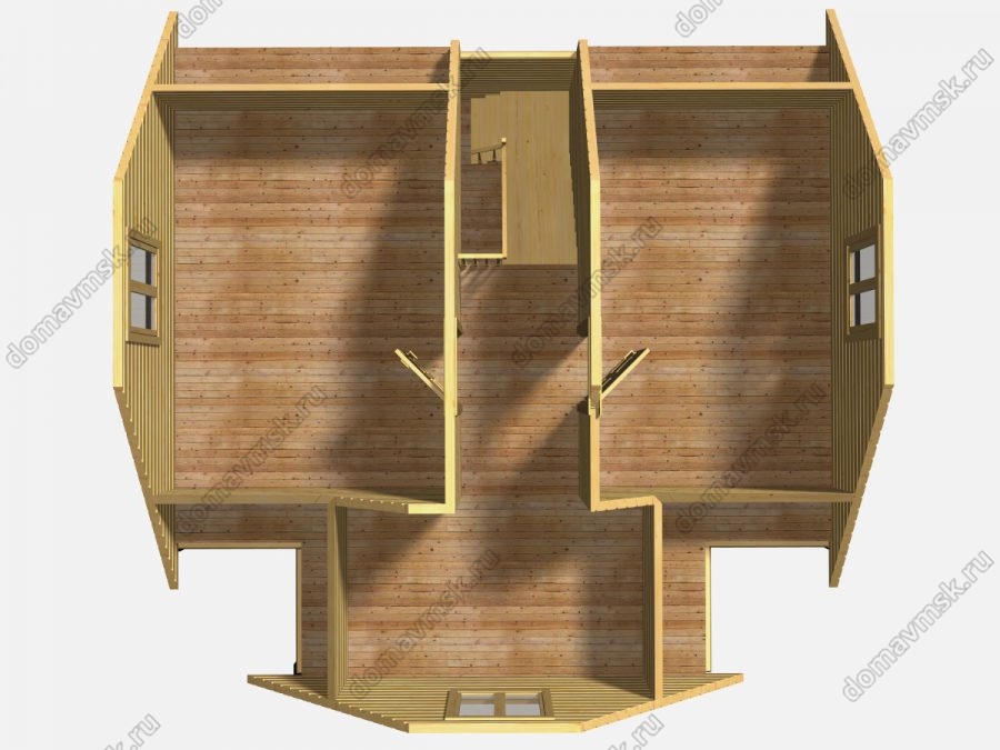 Каркасный дом с мансардой 6 на 8 план второго этажа