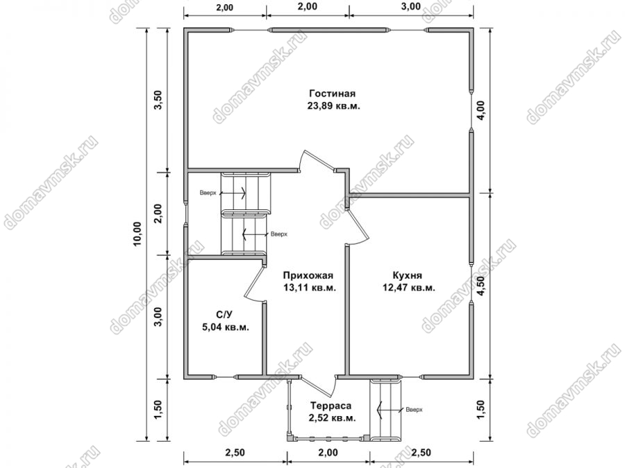 Каркасный дом с мансардой 7 на 10 планировка 1го этажа