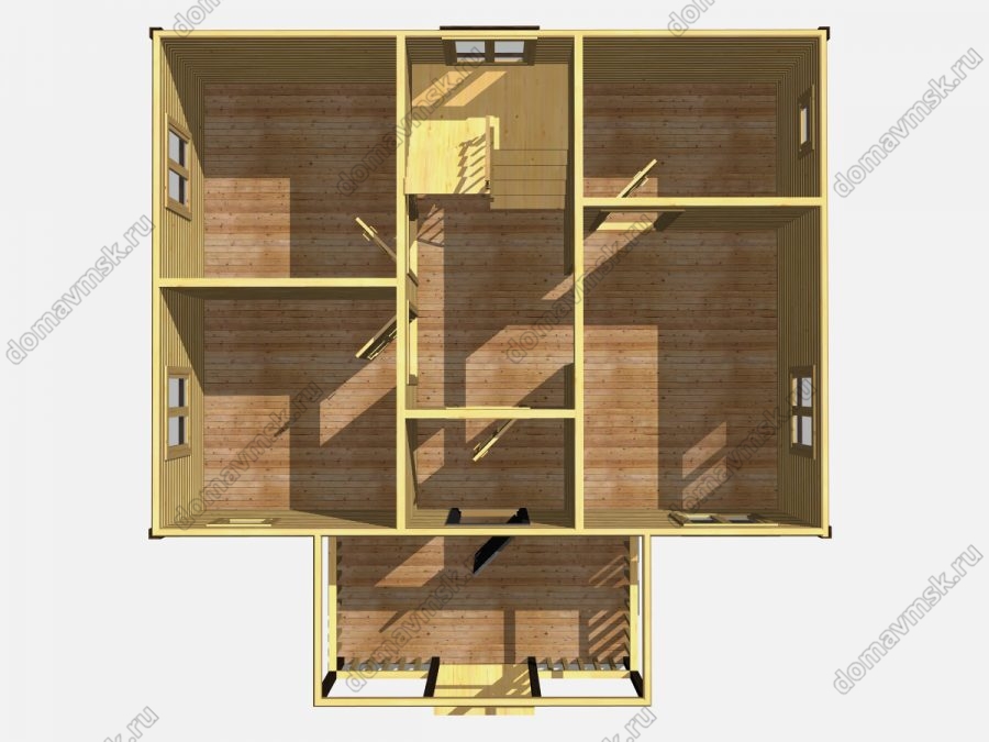 Дом из бруса с мансардой 6 на 8 план первого этажа
