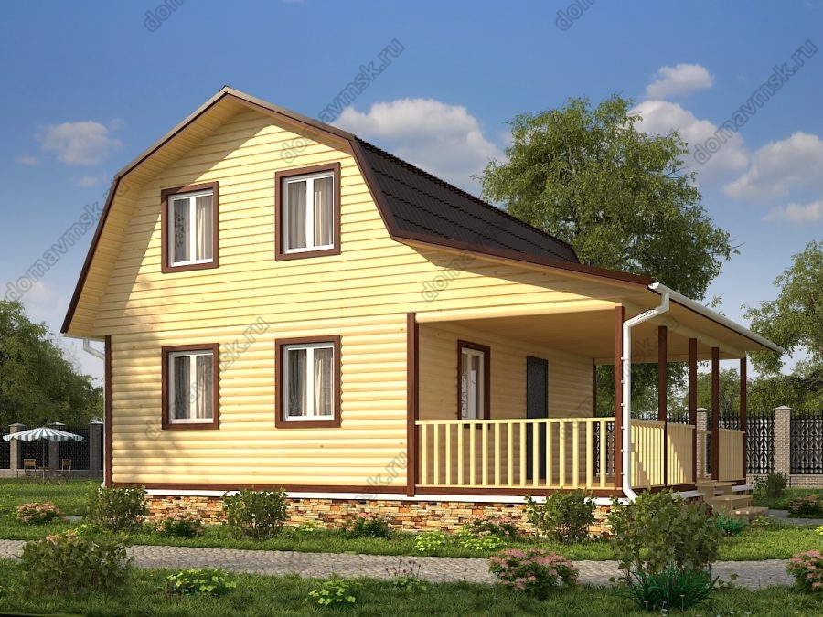 Каркасный дом с мансардой 8 на 9 общий вид