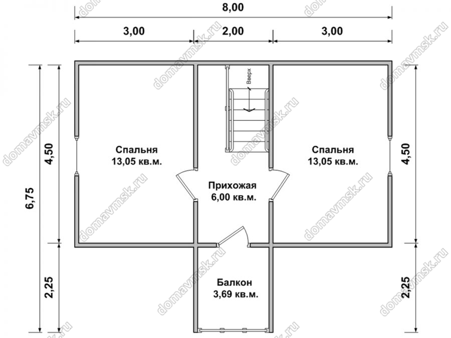 Каркасный дом с мансардой 6 на 8 планировка 2го этажа