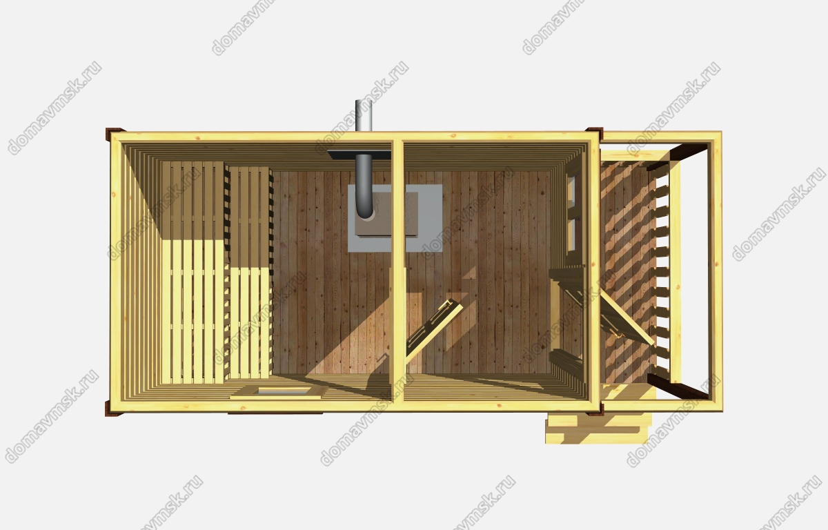 Мобильная деревянная баня 5 на 2,3 план первого этажа