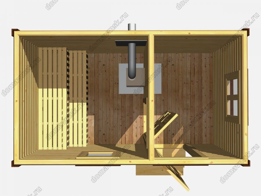 Готовая деревянная баня 4 на 2,3 план первого этажа